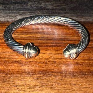 DAVID YURMAN 7mm Cable Classics Silver & 14K Gold Dome Cuff Bracelet